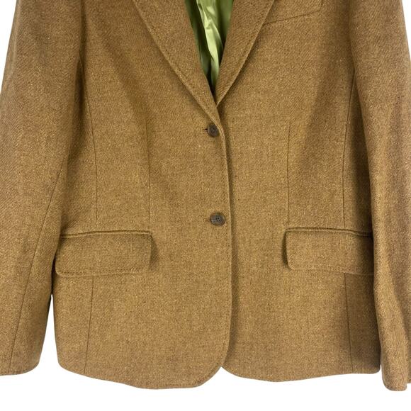 Lands' End Wool Mohair Blend 2 Button Blazer Jacket Camel Tan Size 12 - Picture 4 of 11
